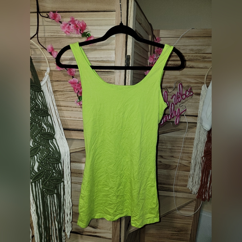 New Lime Green Long Length Women's Tank Top